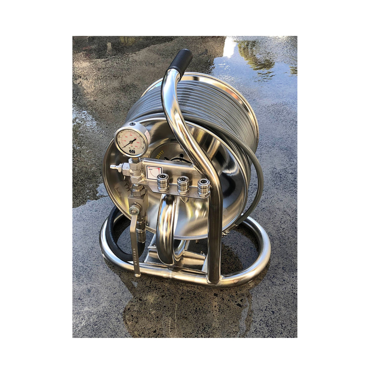 Remote Mini Reel with 60m 1/4" Hose In Stainless Steel